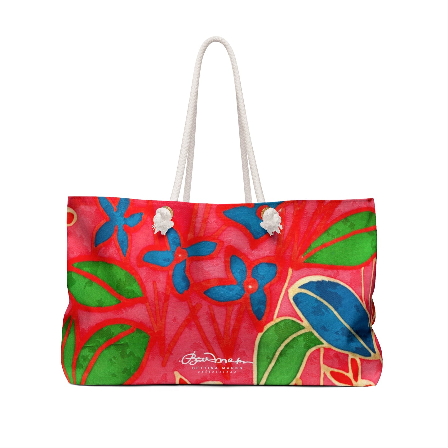 Hand Painted Tropical Leaves Weekender Bag