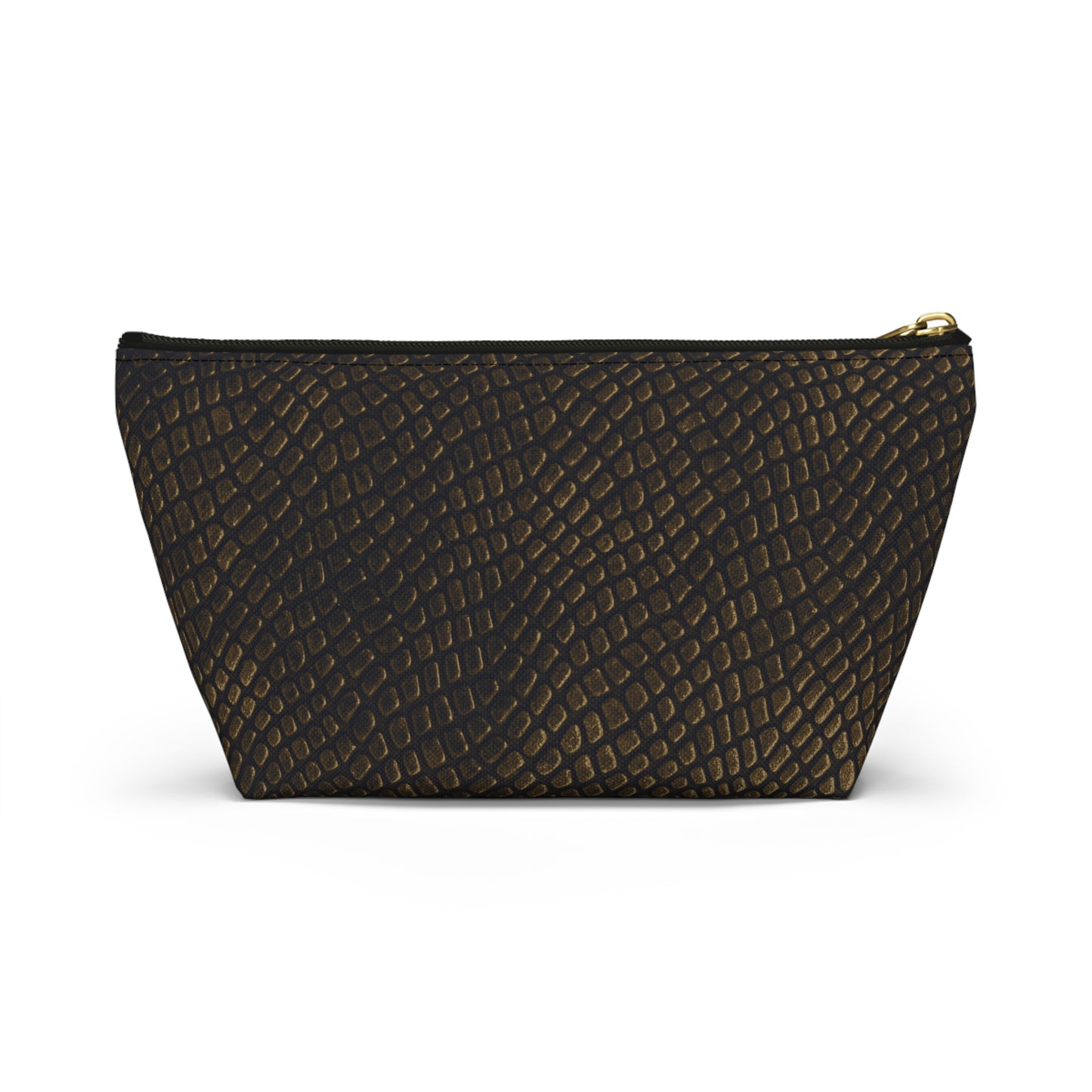 Bronze Crocodile Accessory Pouch w T-bottom