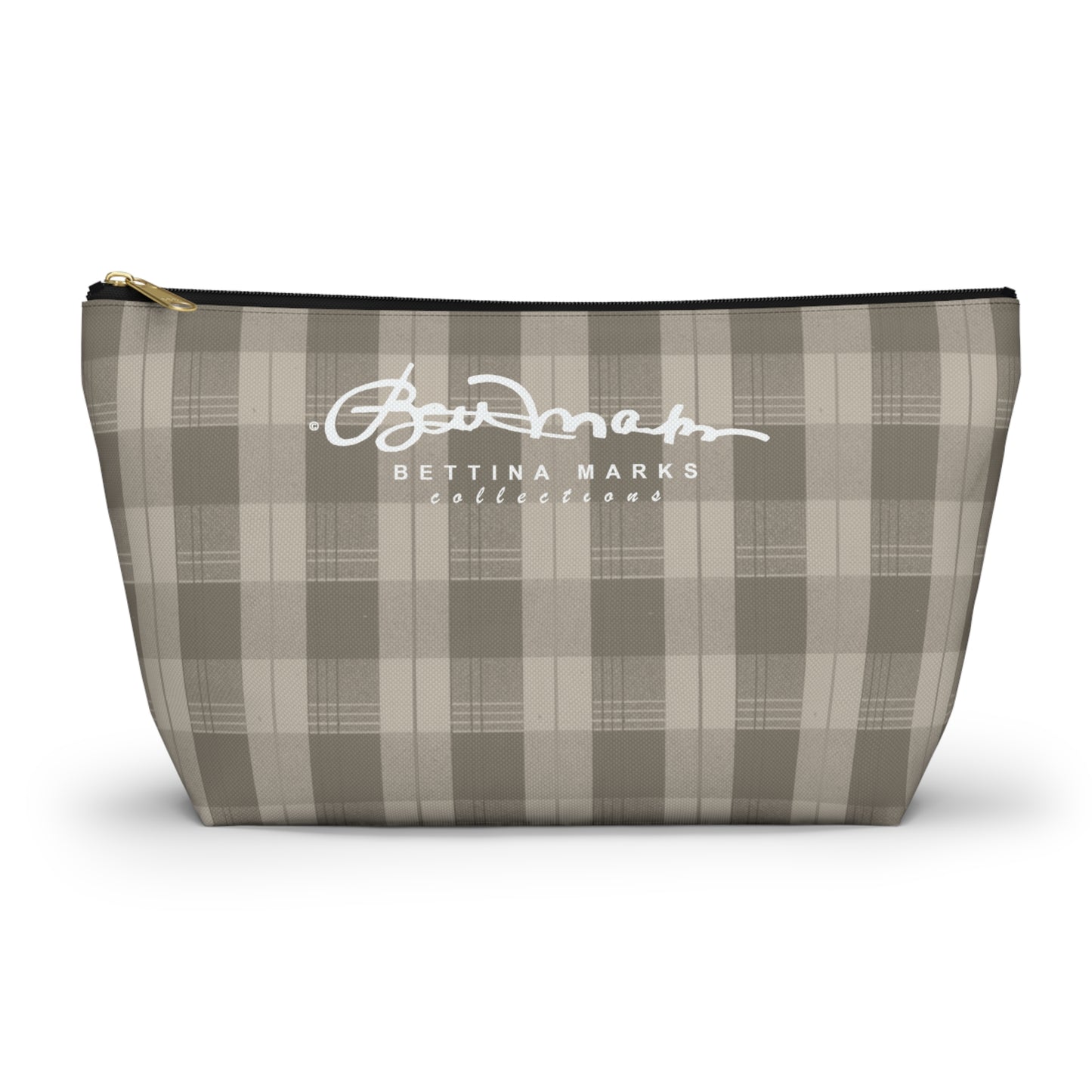 Cream Plaid Accessory Pouch w T-bottom