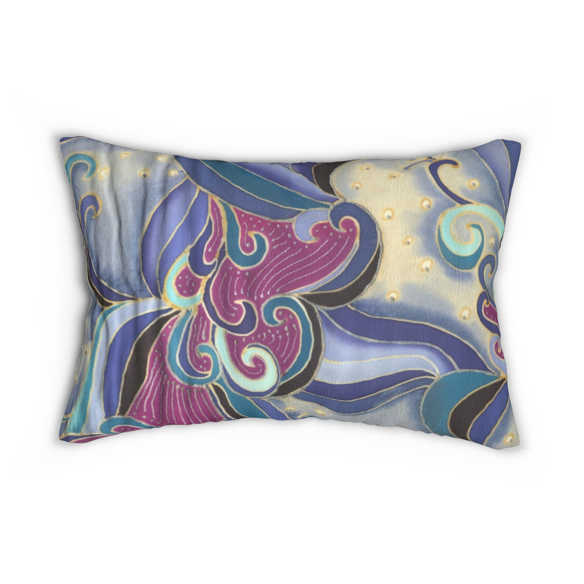Blue Floral Swirls Pillow