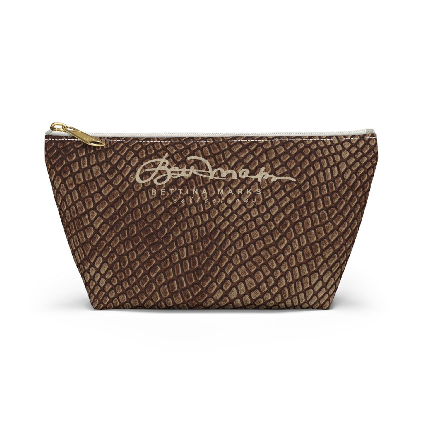 Mocha Crocodile Accessory Pouch w T-bottom