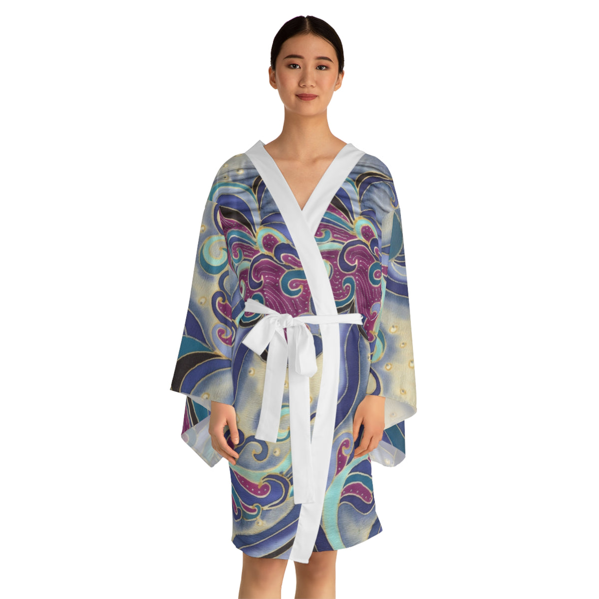 Blue Floral Swirls Robe