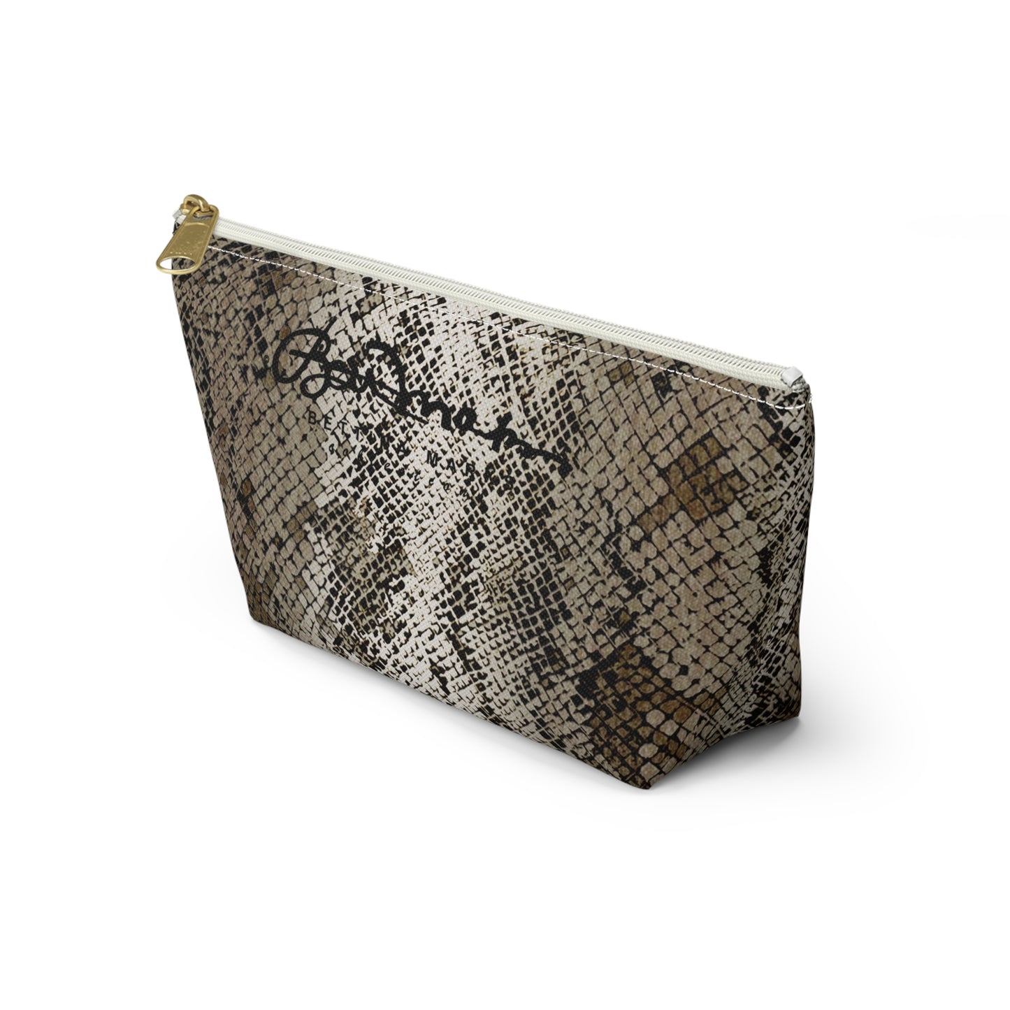 Deep Snake Skin Accessory Pouch w T-bottom