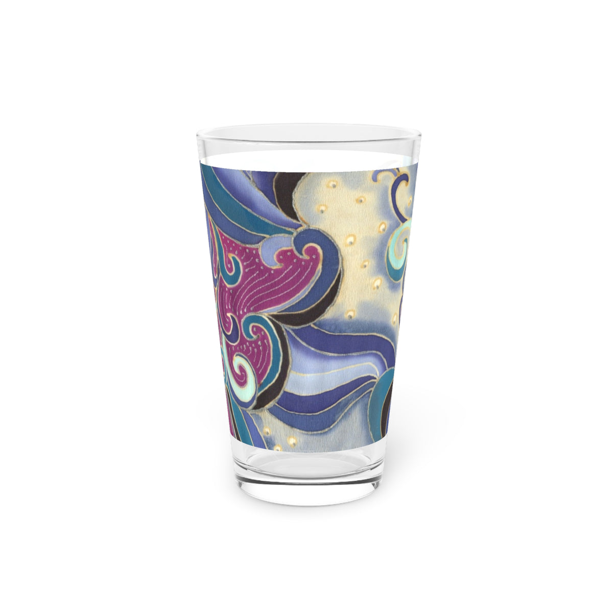 Blue Floral Swirls Pint Glass