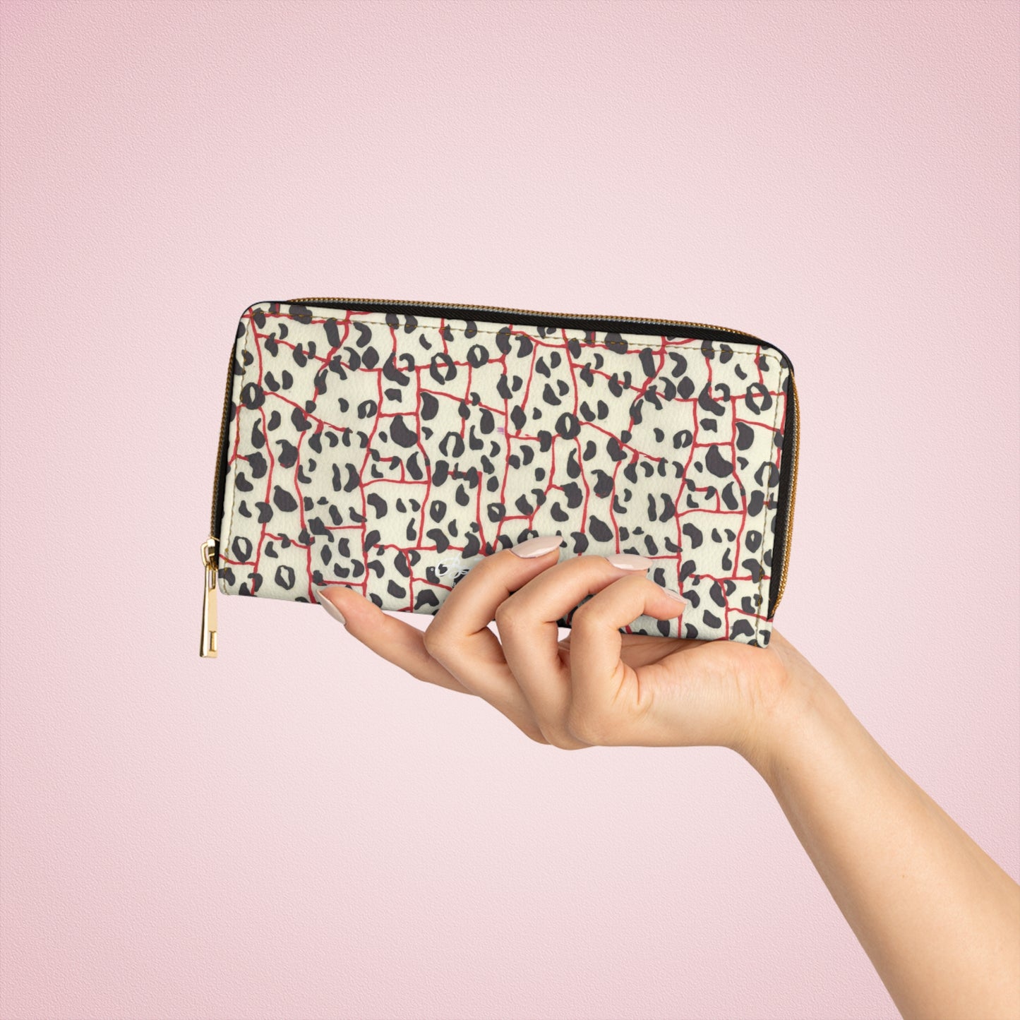 Red Line Leopard Zipper Wallet
