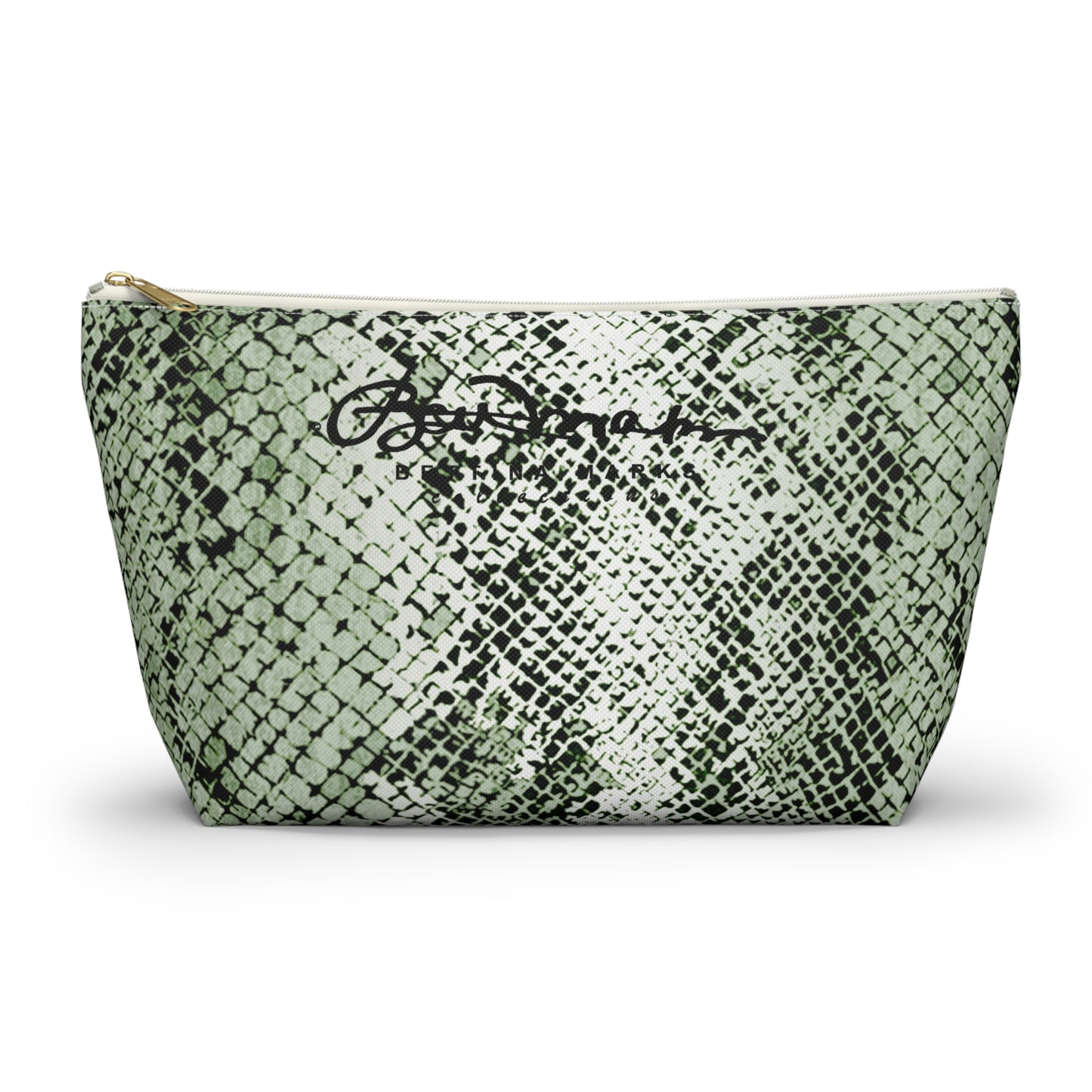 Sage Snake Skin Accessory Pouch w T-bottom