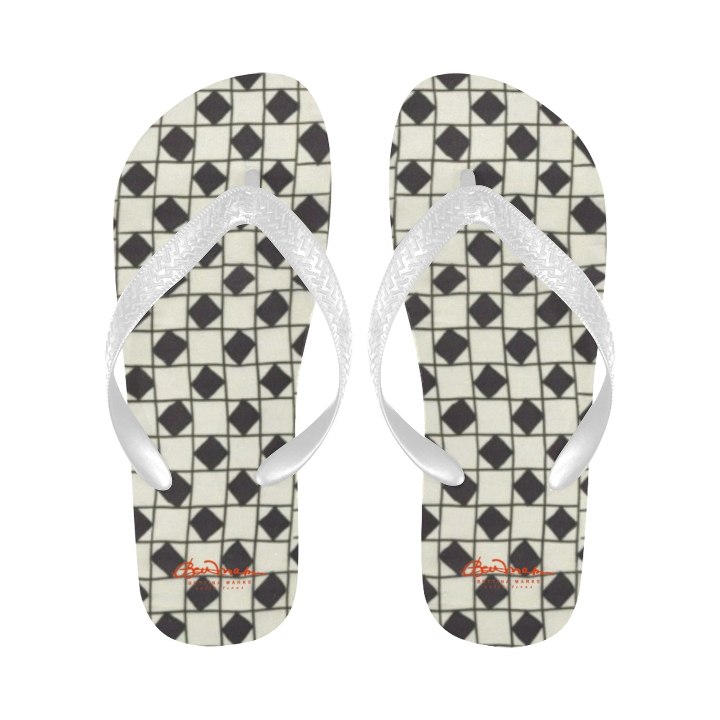 B&W Checkerboard Optical Flip Flops for Men/Women