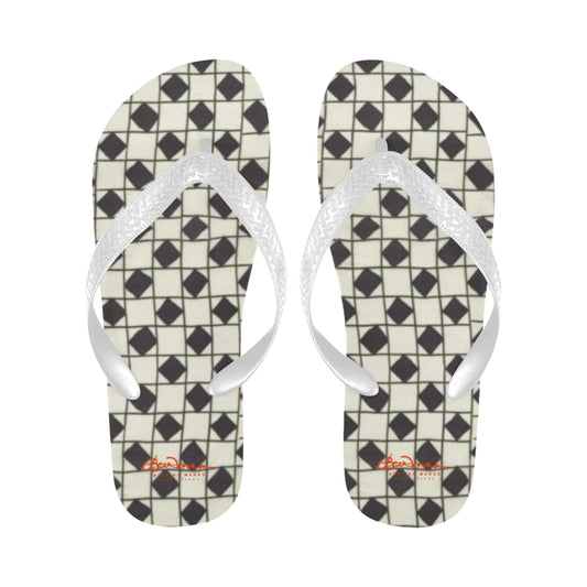 B&W Checkerboard Optical Flip Flops for Men/Women