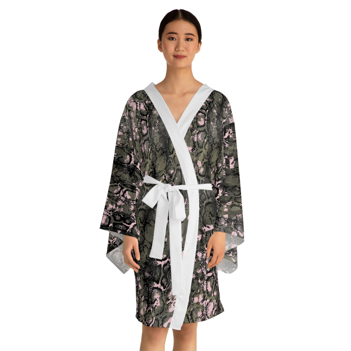 Pink Snake Skin Kimono Robe