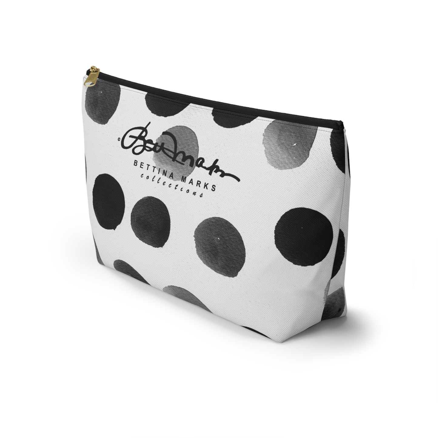 Charcoal Polka Dot Accessory Pouch w T-bottom