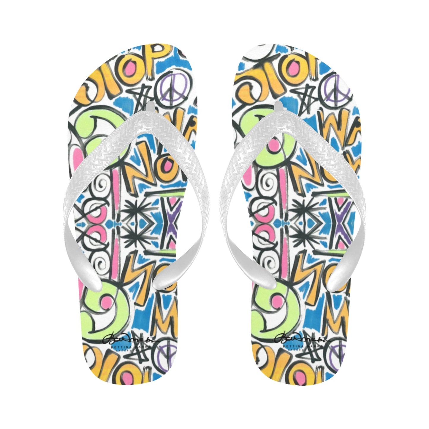 Stop War Now Graffiti Flip Flops for Men/Women