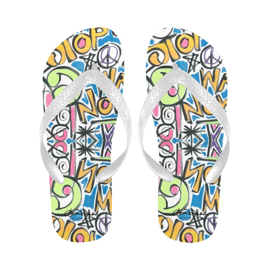 Stop War Now Graffiti Flip Flops for Men/Women