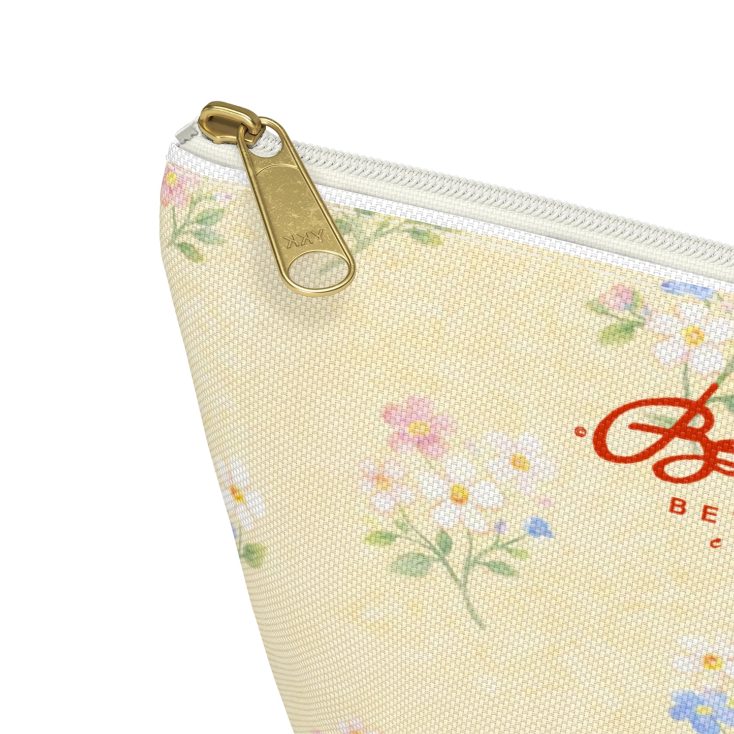 Yellow Pastel Floral Accessory Pouch