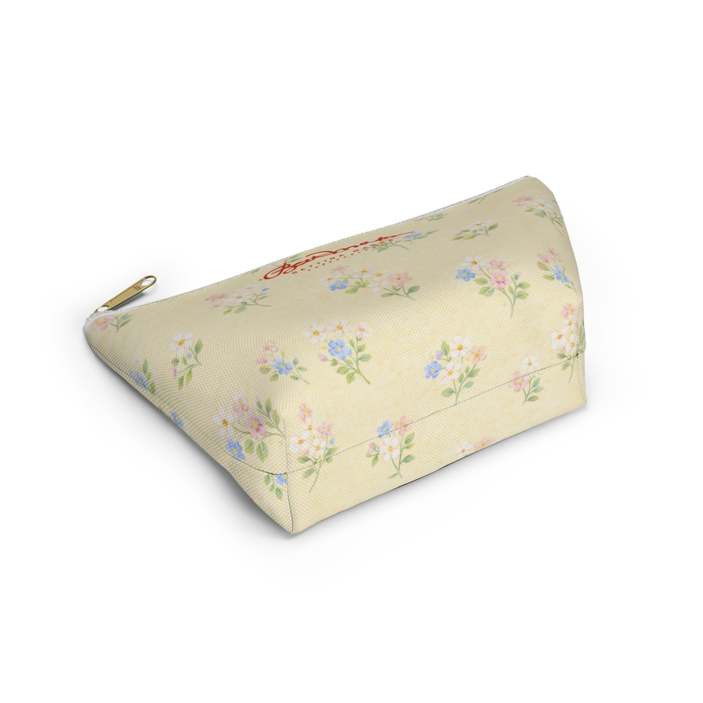 Yellow Pastel Floral Accessory Pouch