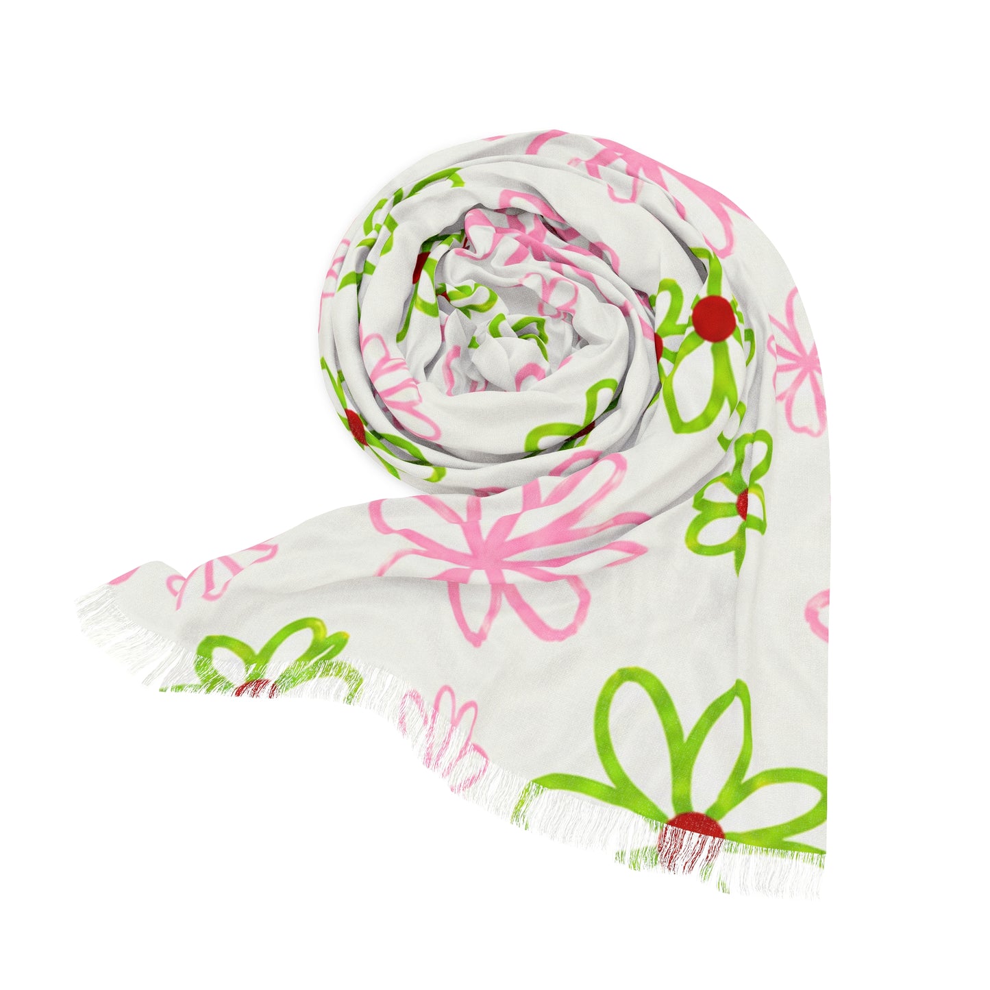 Pink and Green Daisies Light Scarf