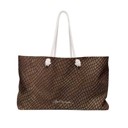 Mocha Crocodile Weekender Bag
