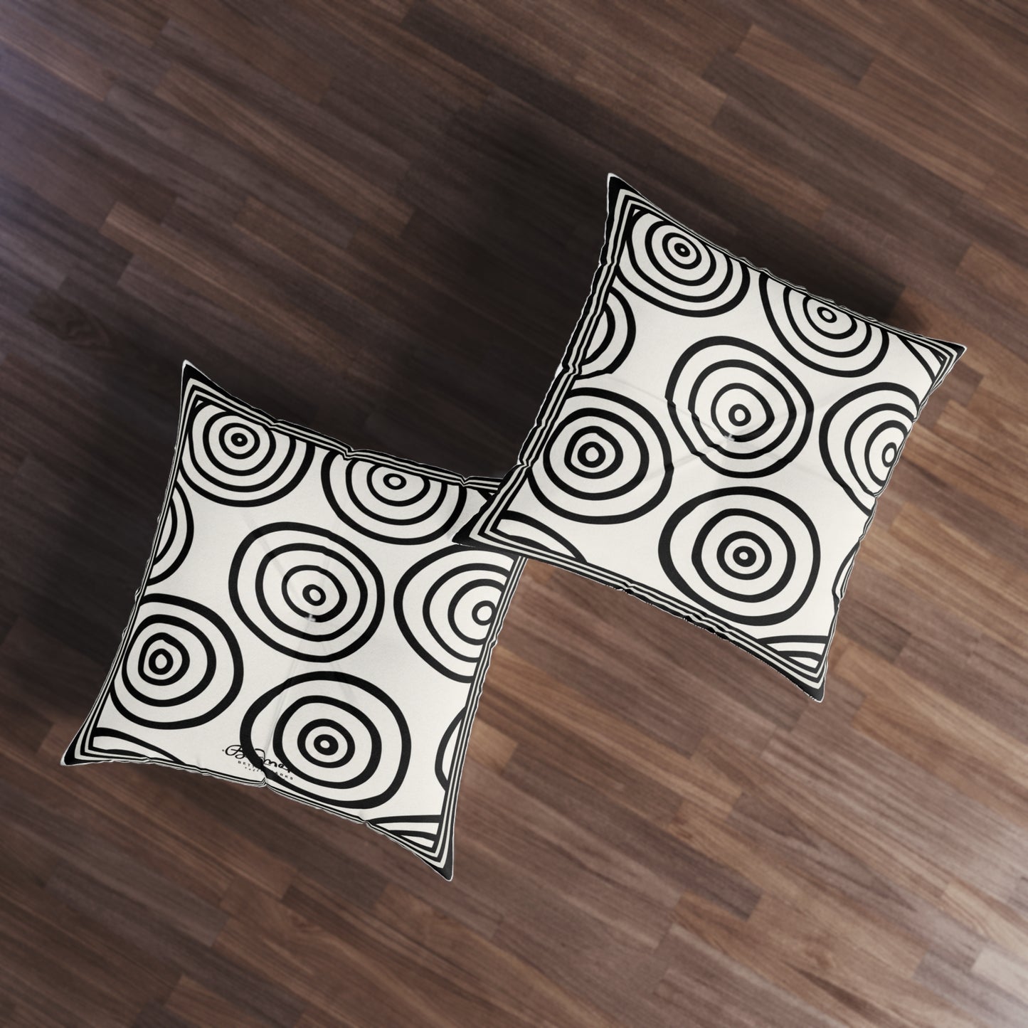 B&W Target Tufted Square Decorative Cushion