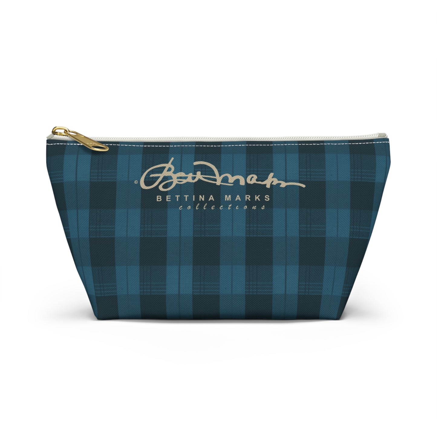 Teal Plaid Accessory Pouch w T-bottom