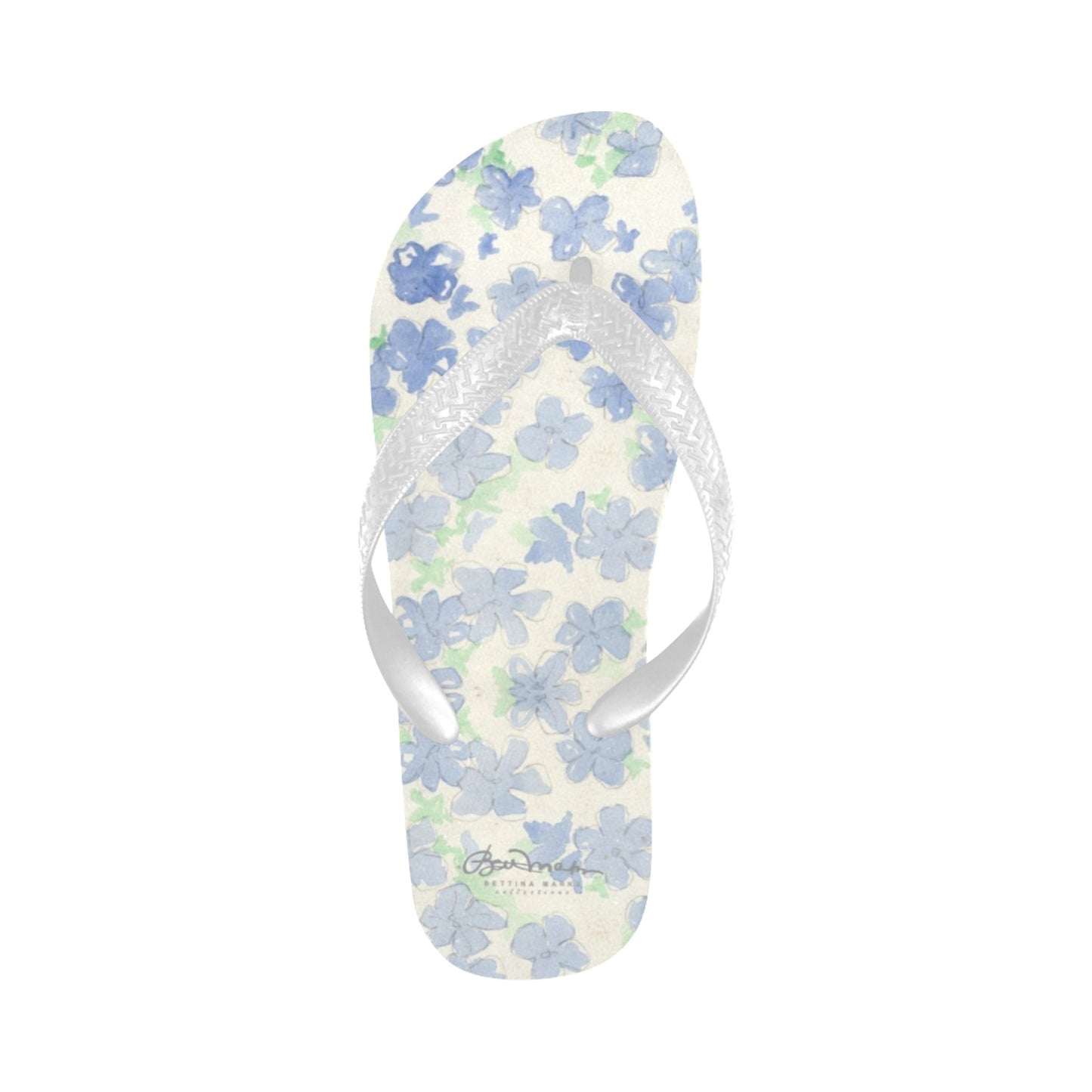 Blu&White Watercolor Floral Flip Flops for Men/Women