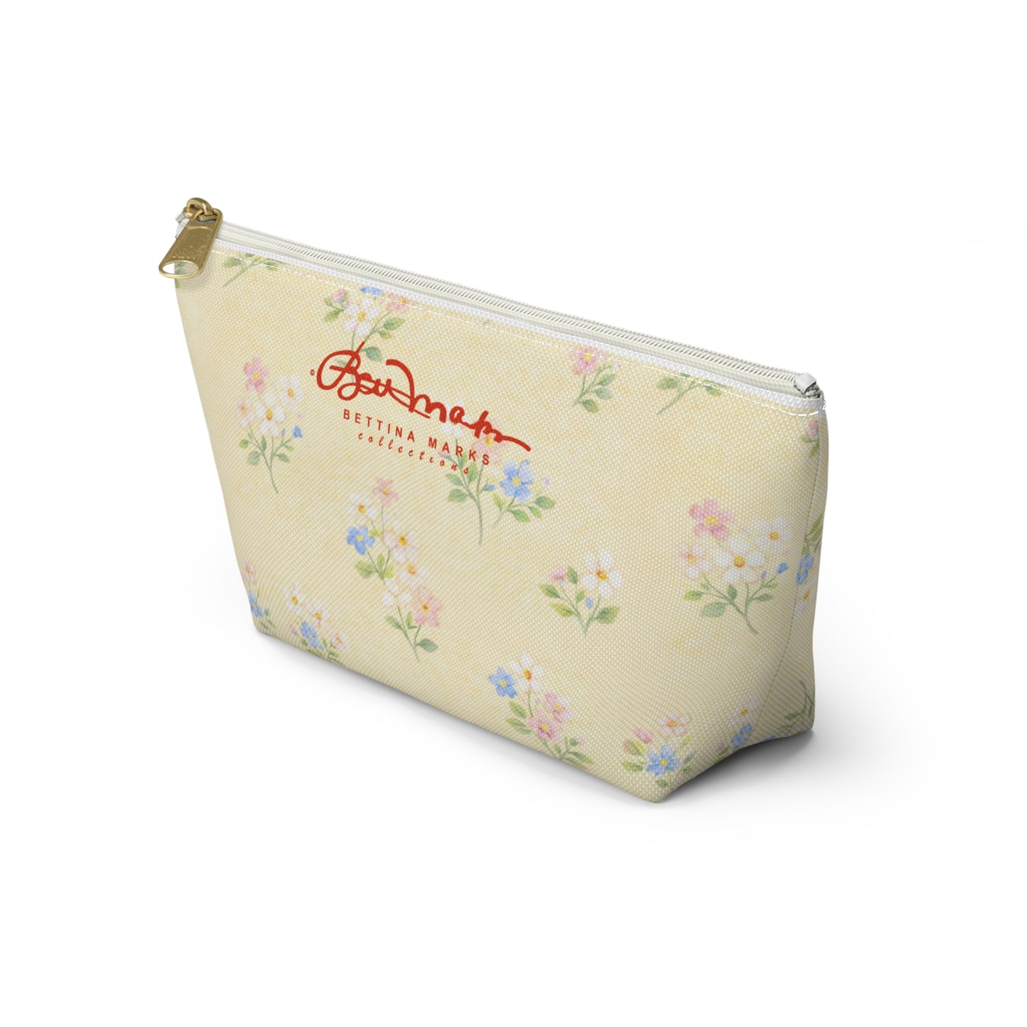 Yellow Pastel Floral Accessory Pouch