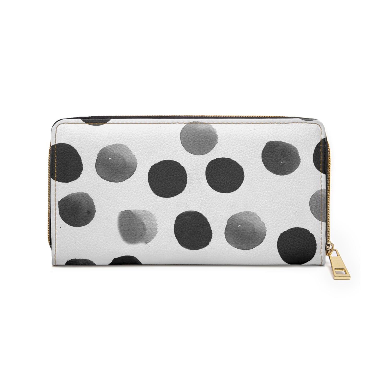 Charcoal Polka Dot Zipper Wallet for Women - Chic and Functional Clutch