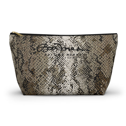 Deep Snake Skin Accessory Pouch w T-bottom