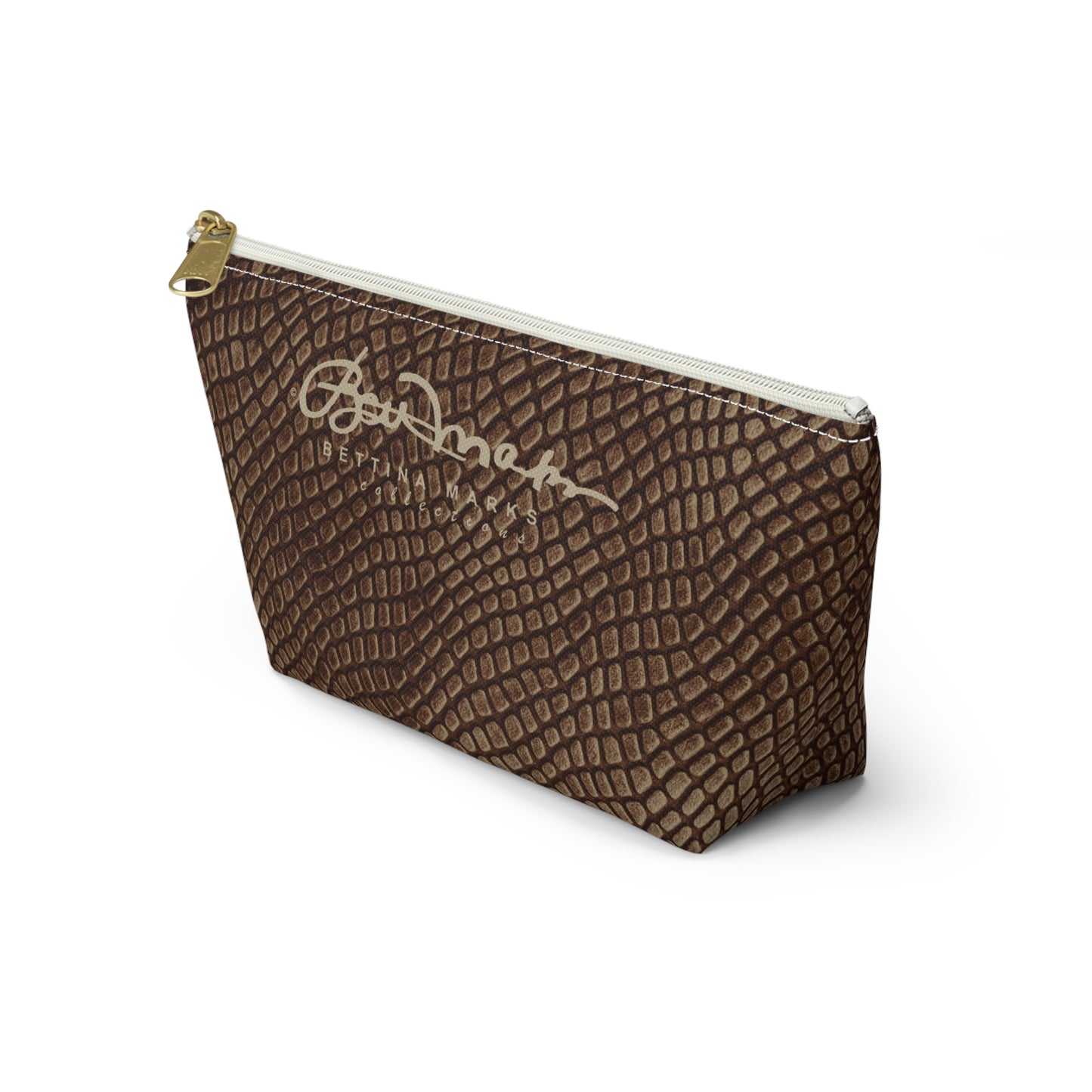 Mocha Crocodile Accessory Pouch w T-bottom