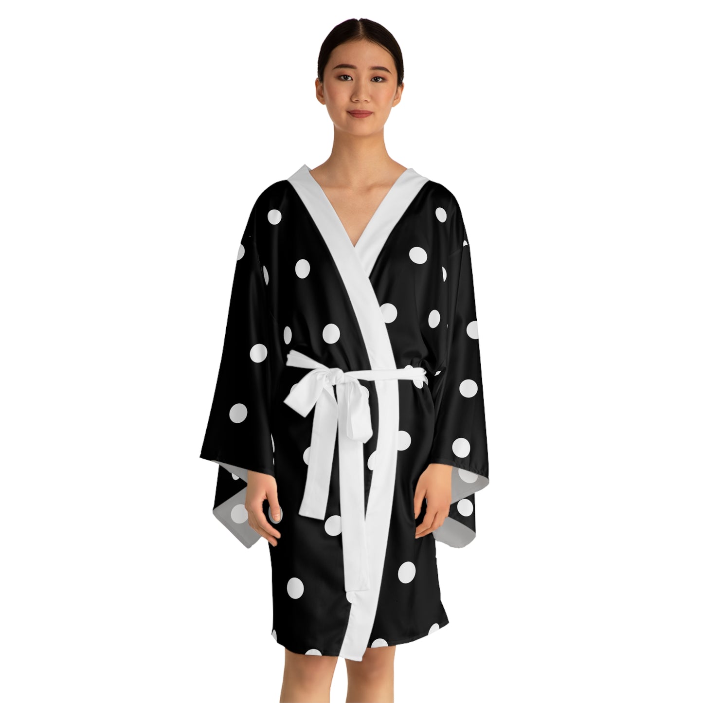 Midnight Polka Dot Kimono Robe