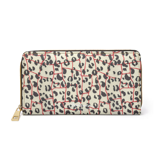 Red Line Leopard Zipper Wallet