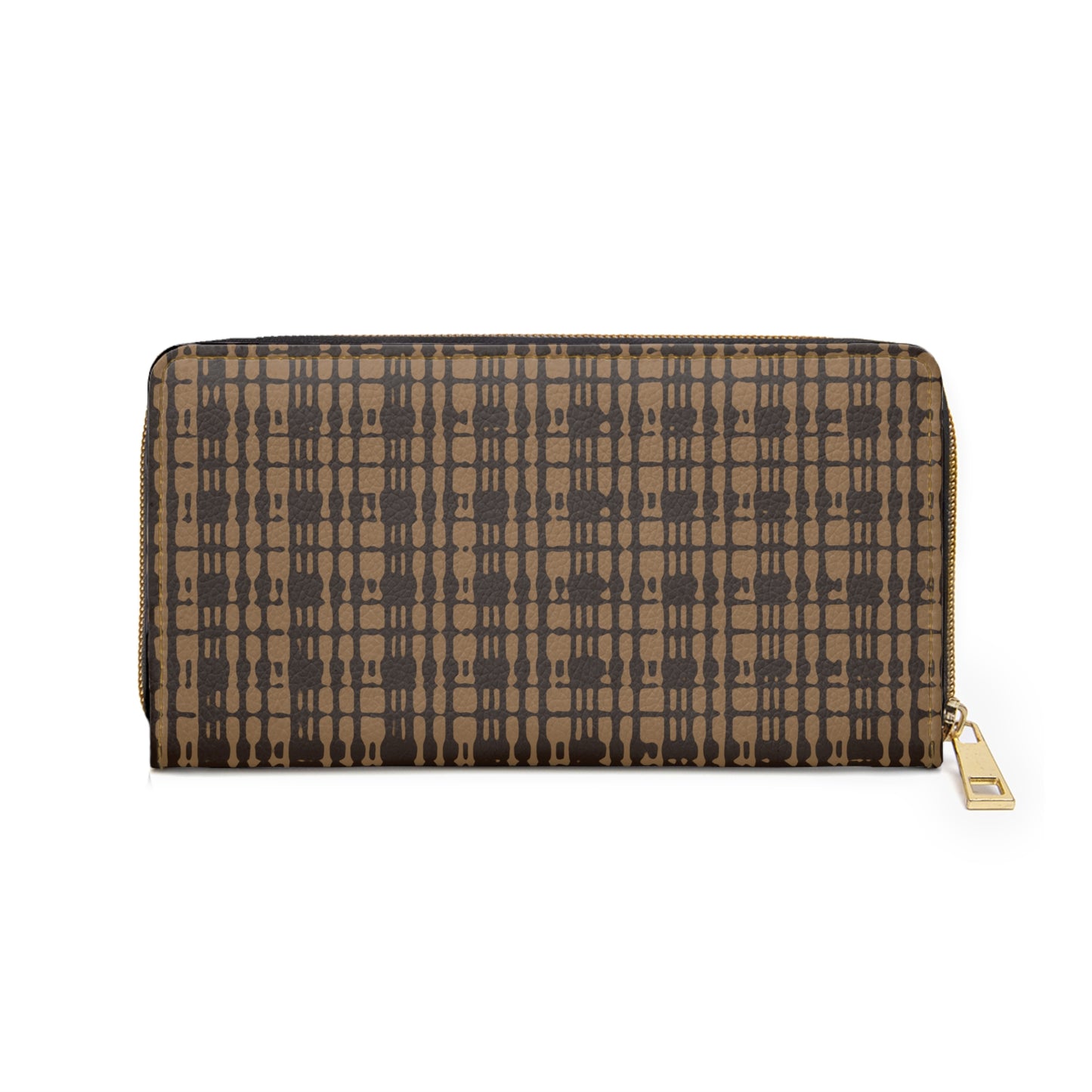 Caramel Plaid Zipper Wallet for Women - Chic and Functional Clutch