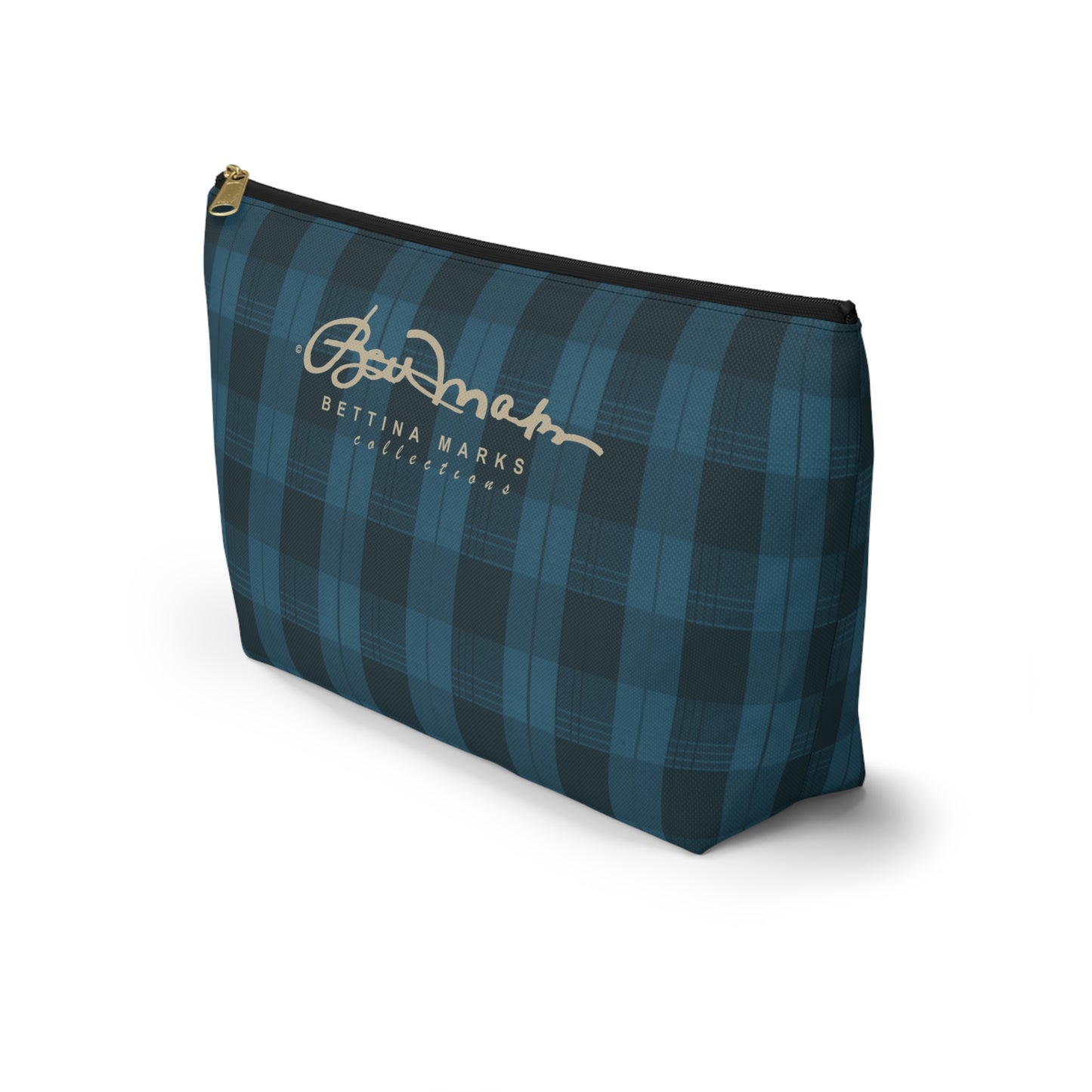 Teal Plaid Accessory Pouch w T-bottom