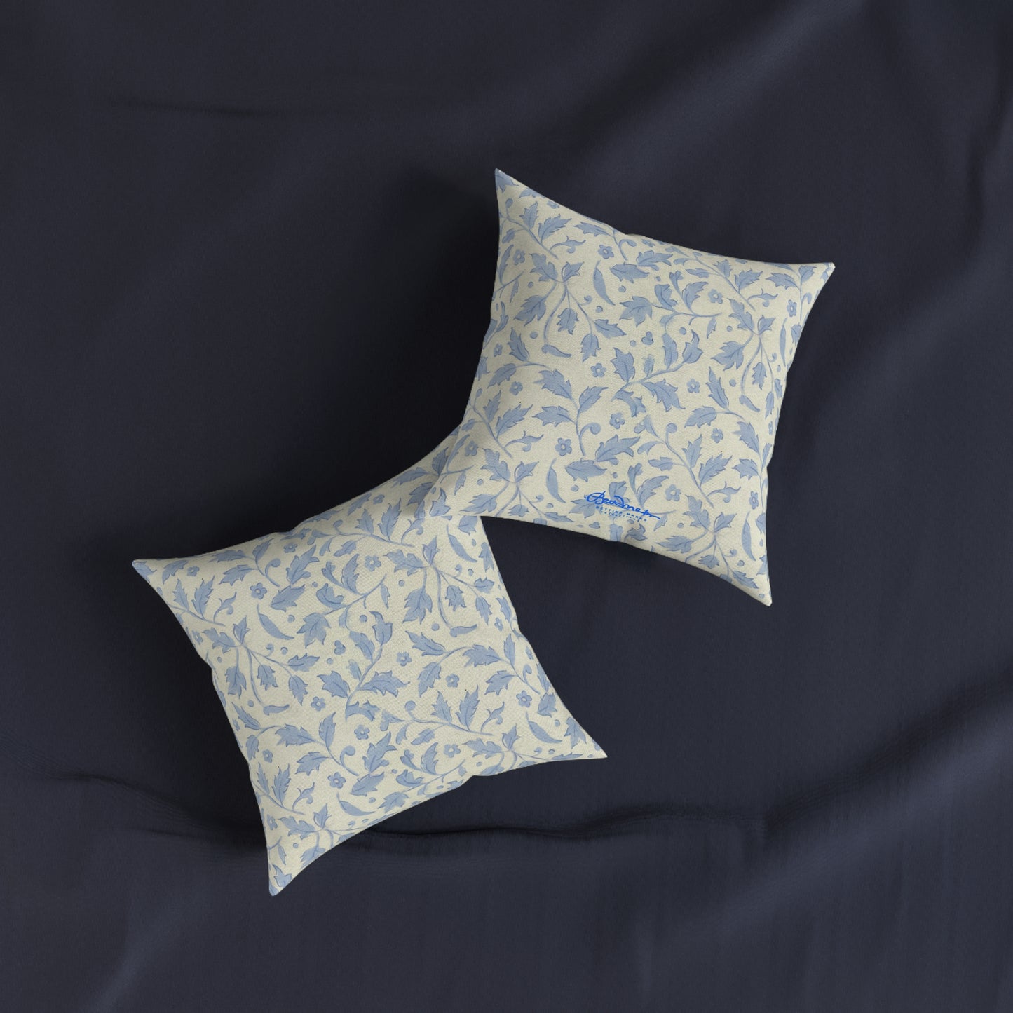 Chinoise Blue Floral Square Pillow