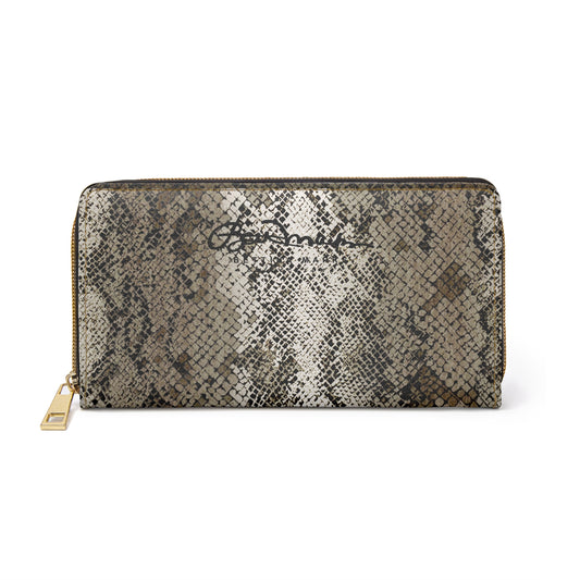 Deep Snake Skin Zipper Wallet for Women - Chic and Functional Clutch