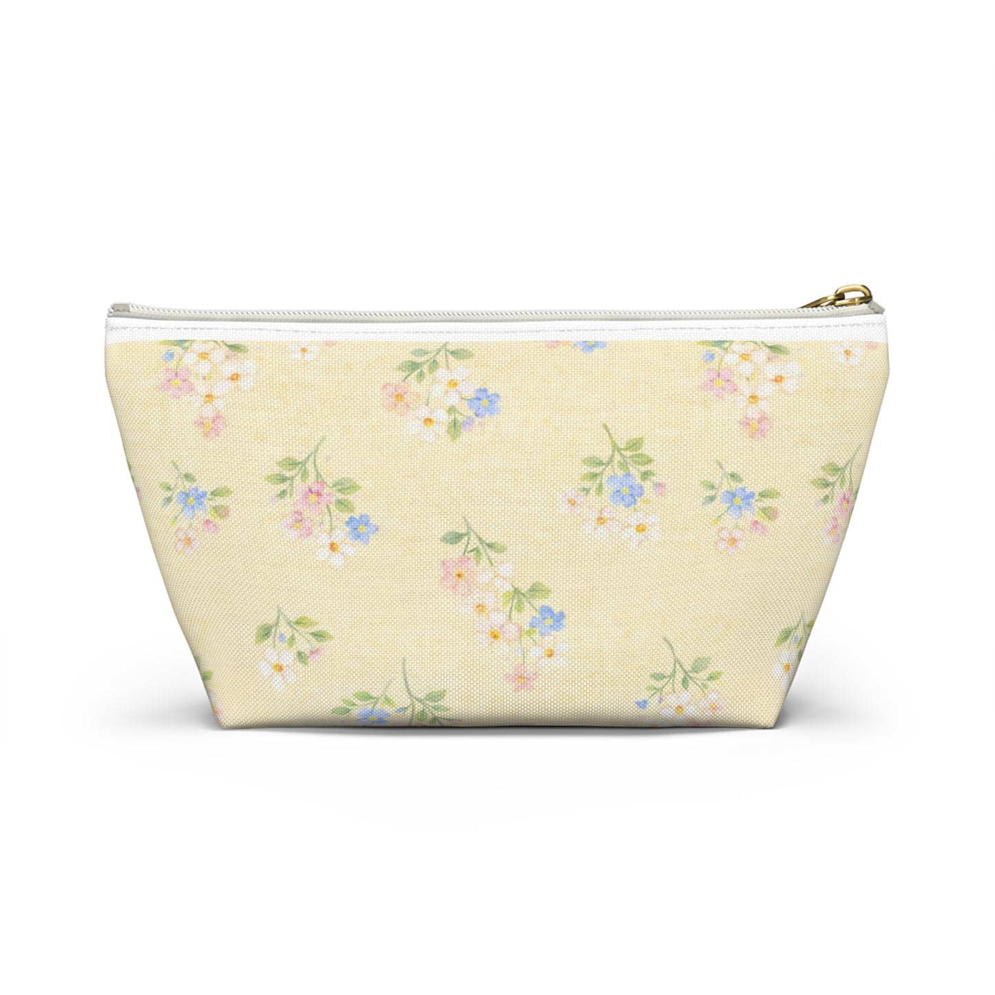 Yellow Pastel Floral Accessory Pouch