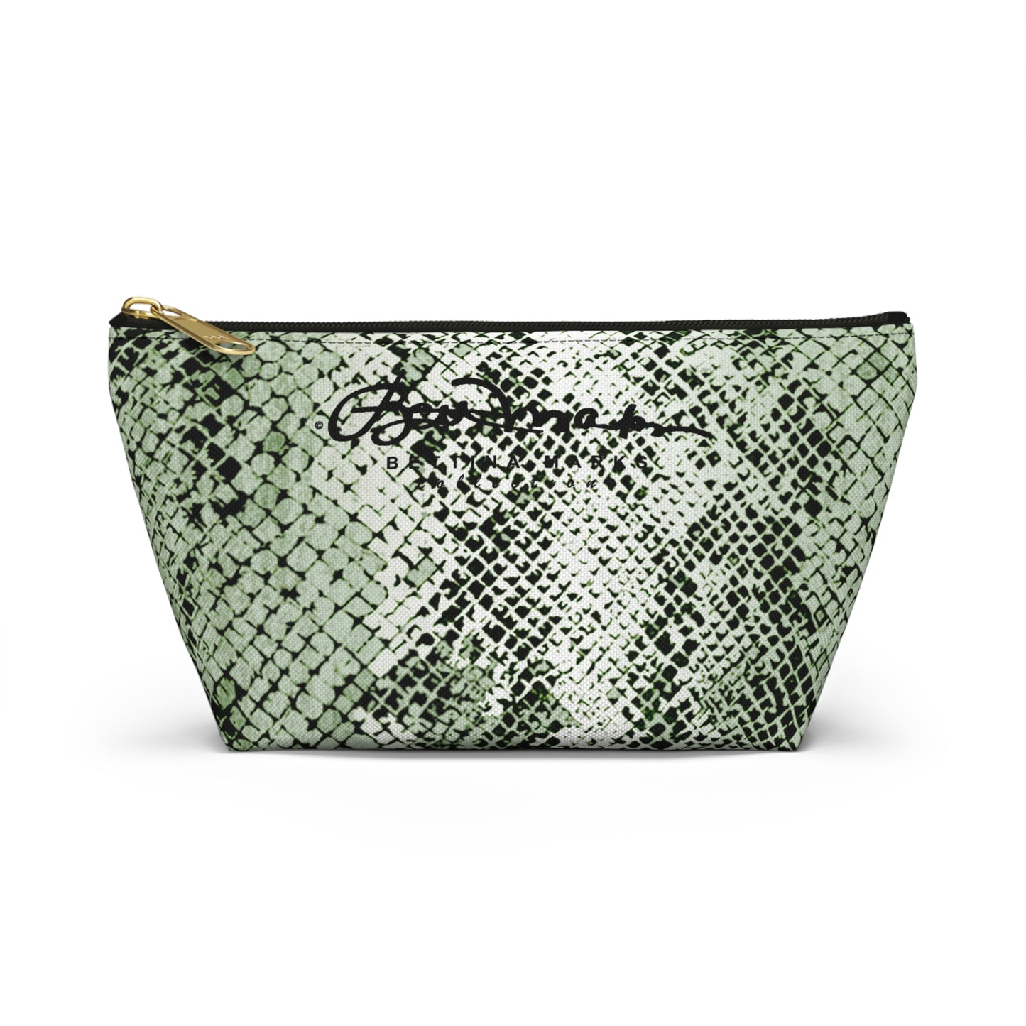 Sage Snake Skin Accessory Pouch w T-bottom