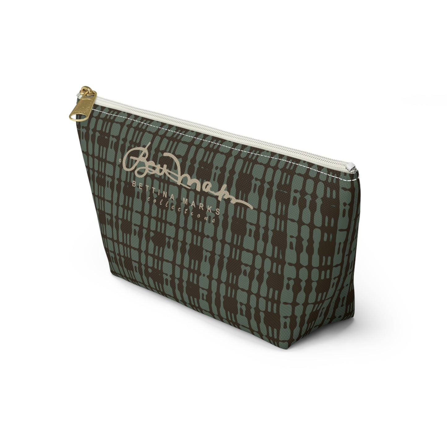 Mint Chocolate Plaid Accessory Pouch w T-bottom