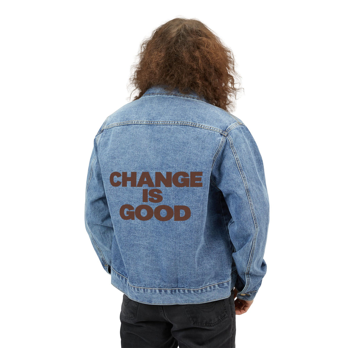 Chocolate Brown "Change Is Good" Embroidered Statement Jacket