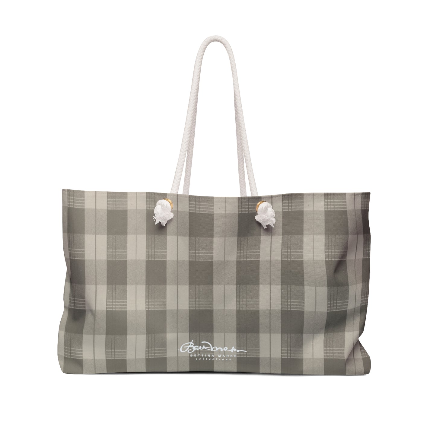 Cream Plaid Weekender Bag