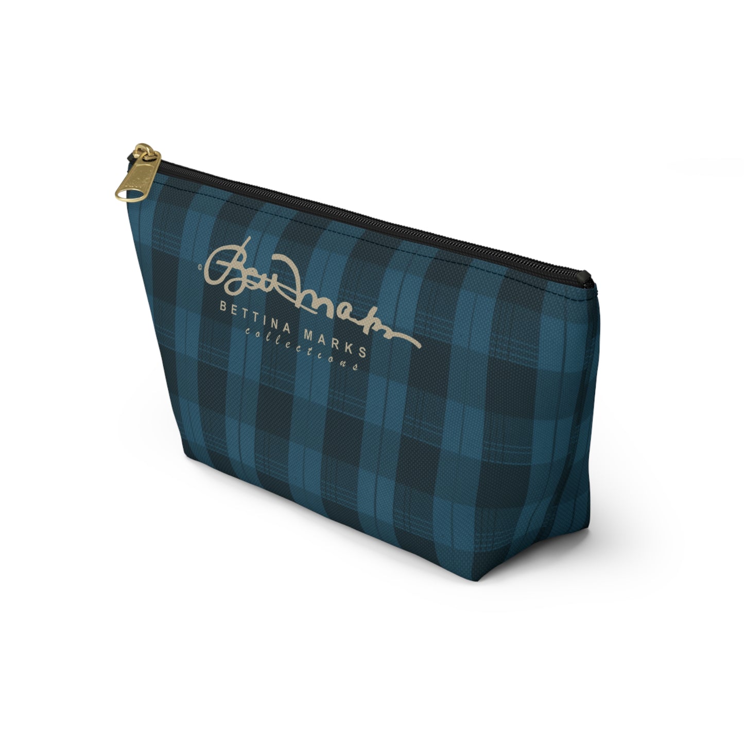 Teal Plaid Accessory Pouch w T-bottom