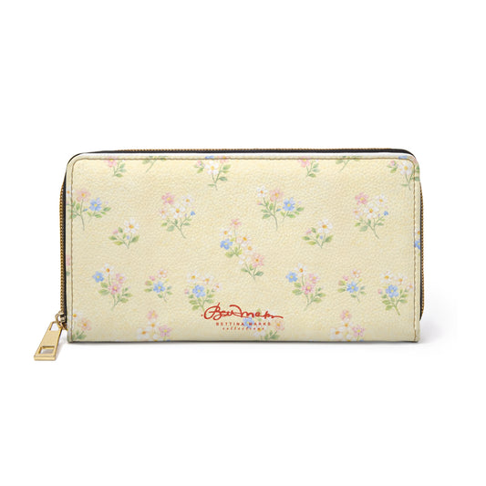 Yellow & Pink Pastel Floral Zipper Wallet
