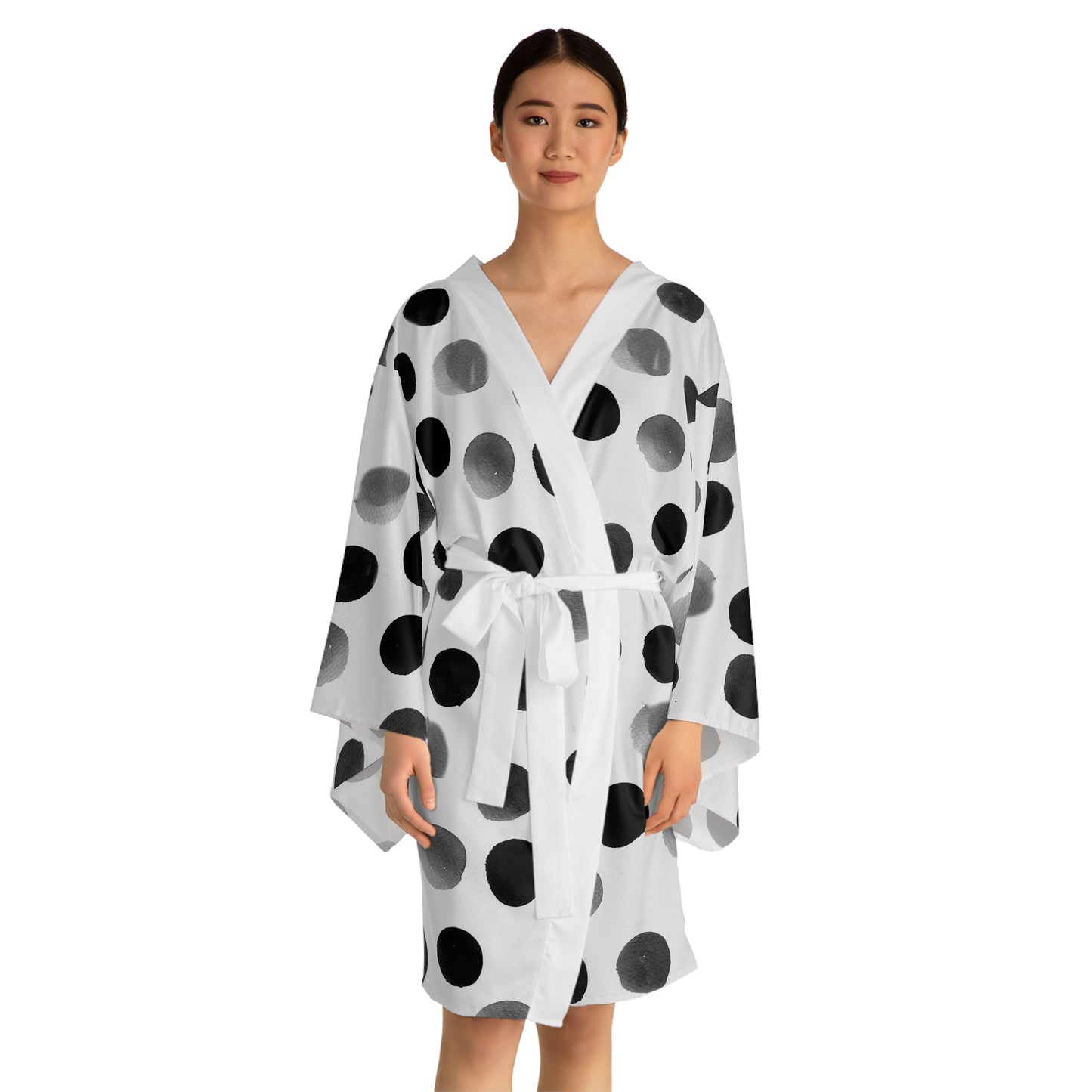 Charcoal Polka Dot Kimono Robe