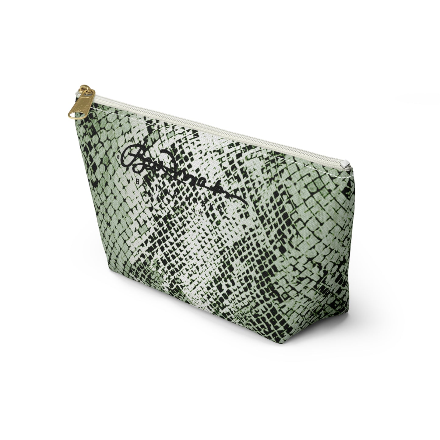Sage Snake Skin Accessory Pouch w T-bottom