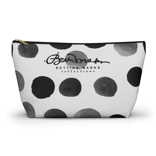 Charcoal Polka Dot Accessory Pouch w T-bottom