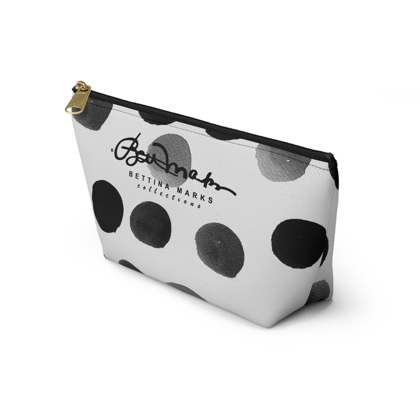 Charcoal Polka Dot Accessory Pouch w T-bottom