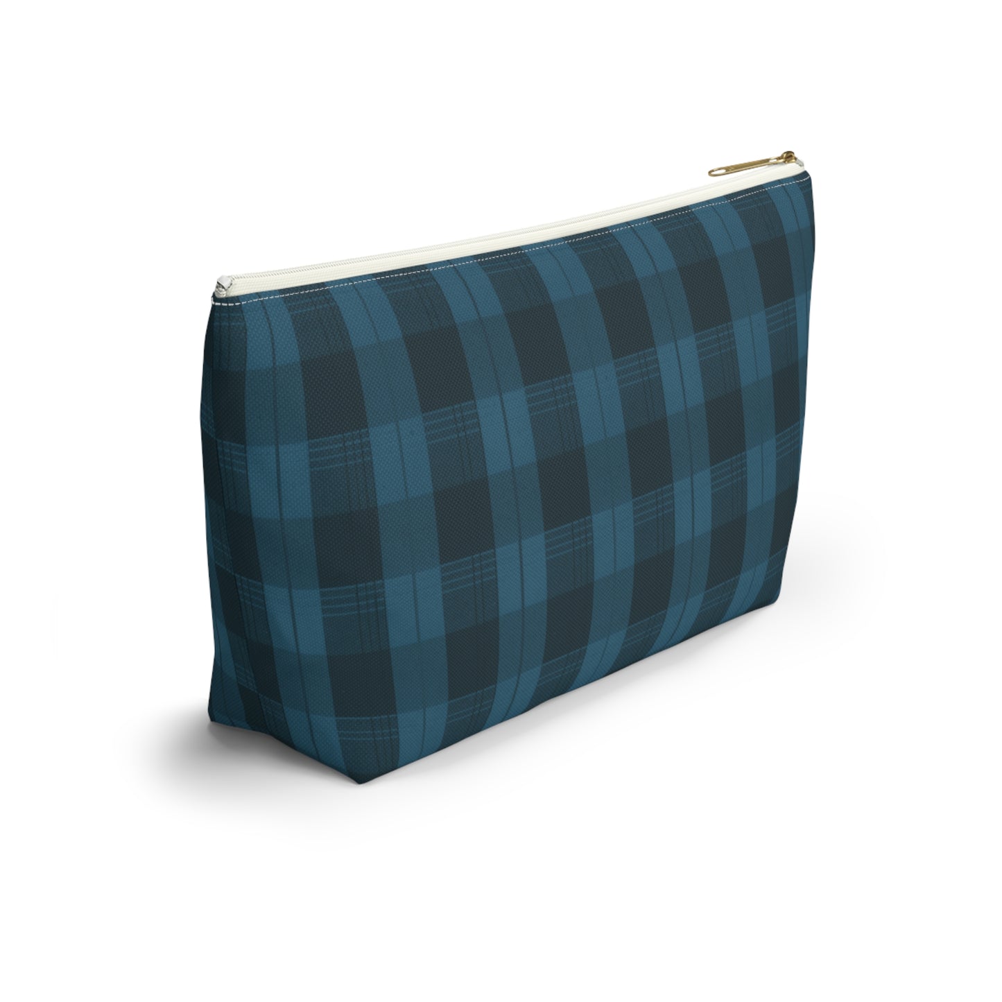 Teal Plaid Accessory Pouch w T-bottom