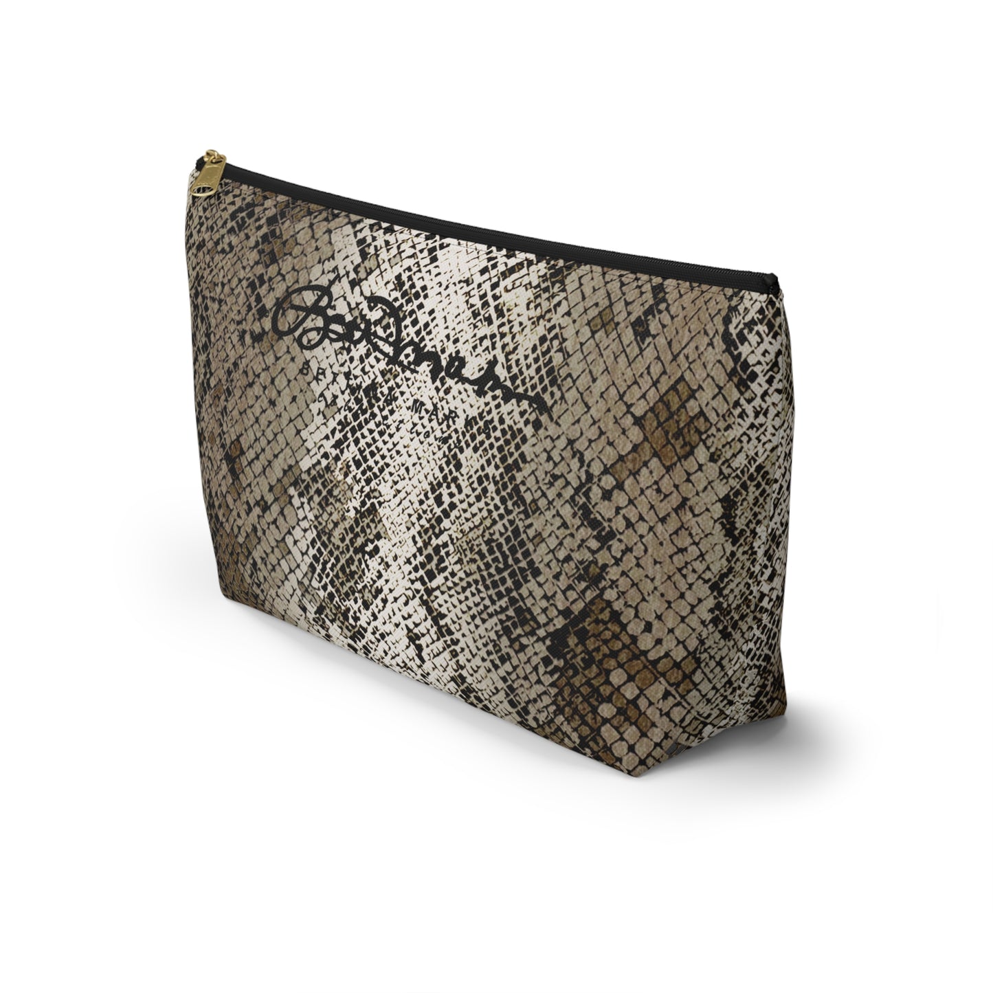 Deep Snake Skin Accessory Pouch w T-bottom