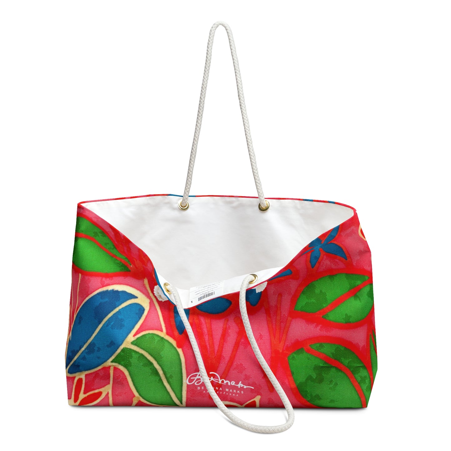 Hand Painted Tropical Leaves Weekender Bag
