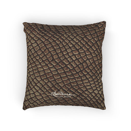 Mocha Crocodile Woven Pillow