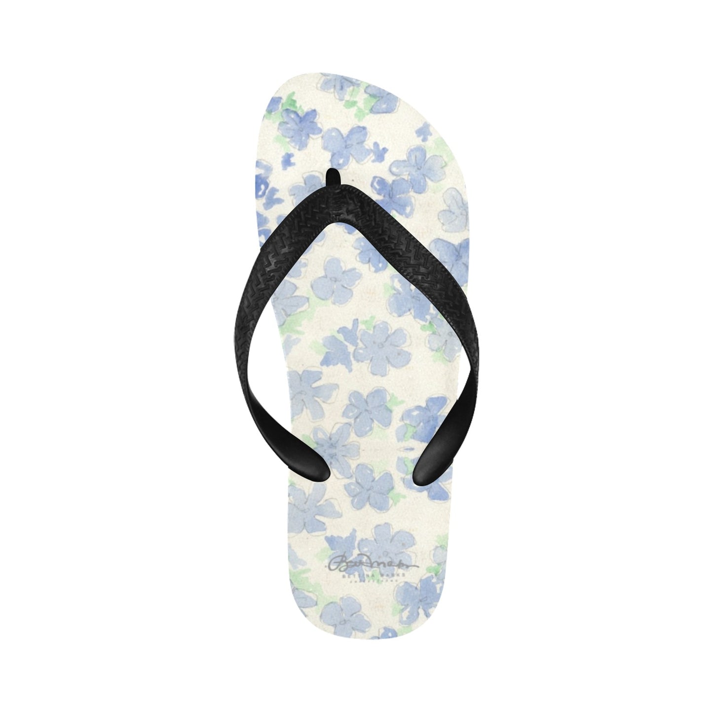 Blu&White Watercolor Floral Flip Flops for Men/Women