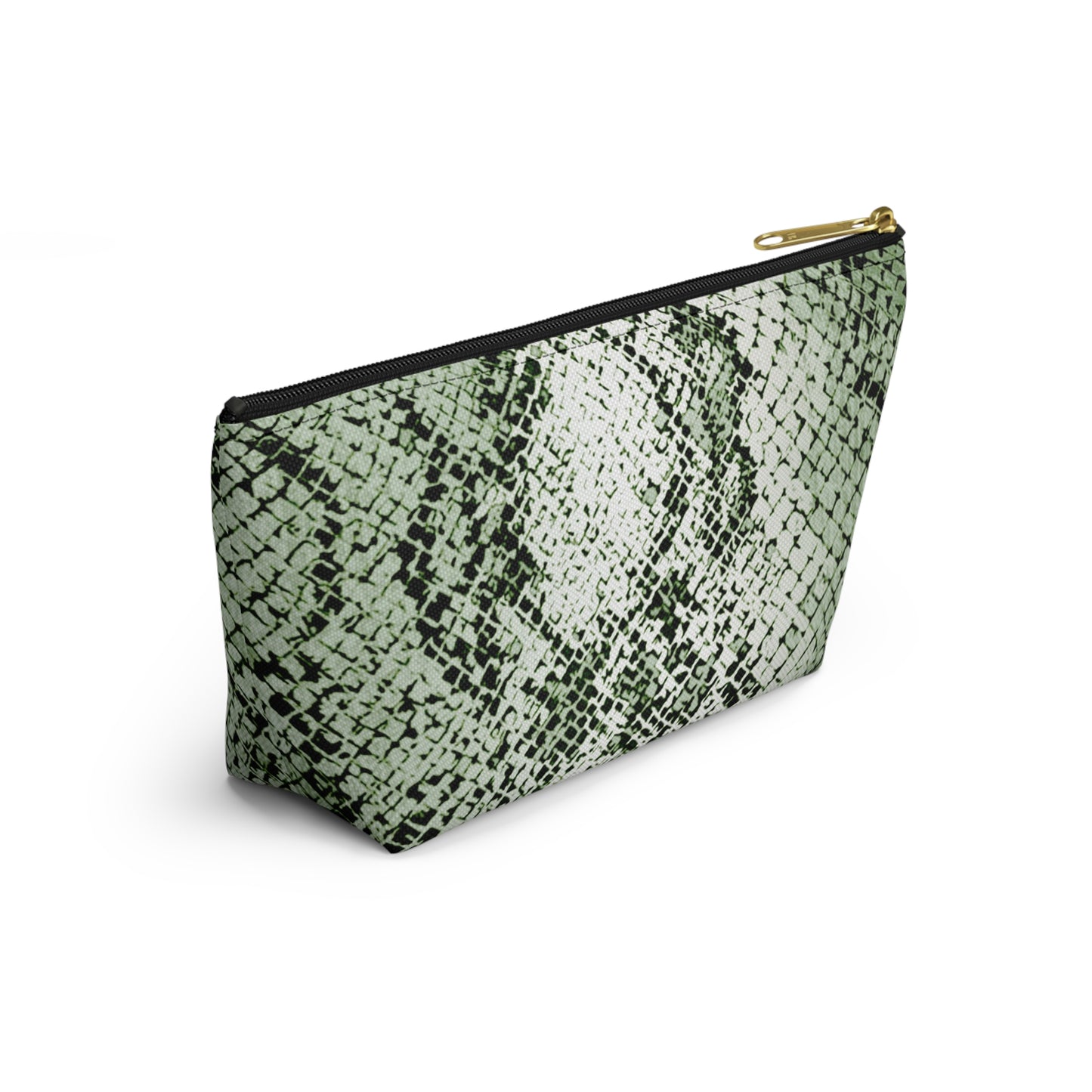 Sage Snake Skin Accessory Pouch w T-bottom